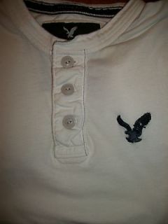 Eagle Mens Size XS Short Sleeve Henley Shirt Blue 100% Cotton w/ Eagle