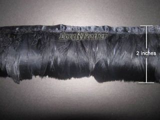Goose feather fringe of black color 2 yards trim for Crafts/Costume