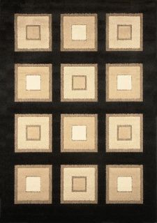 Black Squares Modern Area Rug 2x8 Contemporary Carpet Runner  Actual 2