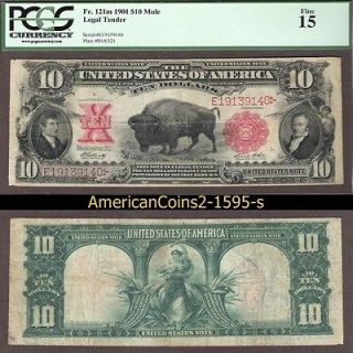 10 1901 Bison Note FR 121 m LOW POP WOW #1595 s