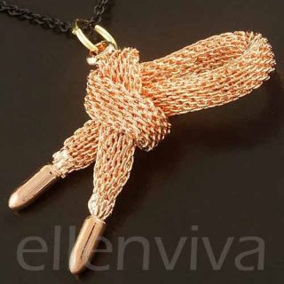 Metal Mesh Knot Black chain Necklace Jewelry Rose Gold Tone ne694og