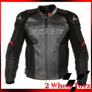 Dainese Mens Racing Pelle Leather Jacket Black Red Eur 56 US 46