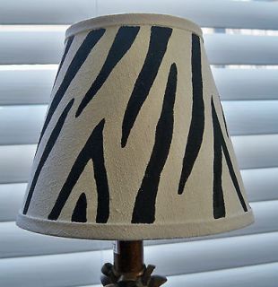 Zebra Stripe Lamp Shade Black and White Zebra Print Decor Handpainted
