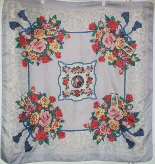 TERRIART Lavender, Blue, Wine Victorian Roses & Lace Print Square