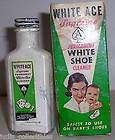 Old Vintage WHITE ACE SHOE CLEANER Clear Glass BOTTLE Metal Lid