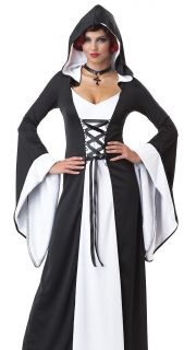 Sexy Womens Black White Medieval Vampire Halloween Costume