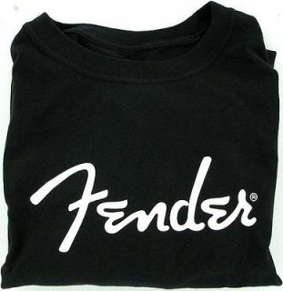 Genuine Fender Guitar White Logo T Shirt BLACK 2XL XXL