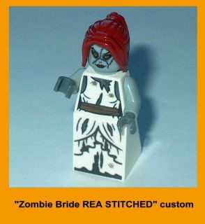 HALLOWEEN Lego MOC Female Zombie Rea Stitched  Bride Grey NEW custom