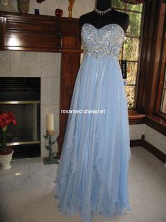 Sherri Hill 3874 Light Blue Chiffon Beaded Pageant Prom Gown