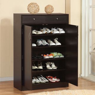Five Shelf Shoe Cabinet w/ Two Upper Storage Bins