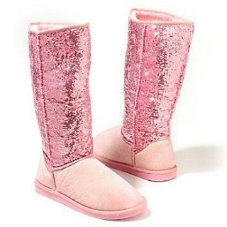 New Wild Diva Melody 144A Sequin Knee High Boots Pink