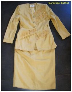 GILDA K Womens Gold Church Skirt Suit Outfit Set 14/L EUC