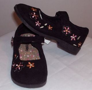 SCOOTERS TODDLER GIRLS BLACK FLORAL SUEDE SHOES
