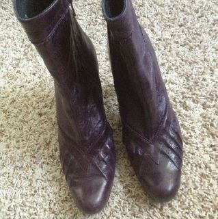 Anthropologie Chie Mihara Purple Leather Ankle Boots Sz 37 Euc