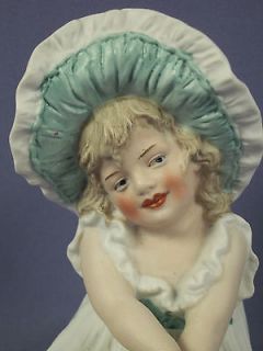 Antique Heubach German Bisque Porcelain Piano Baby Girl Bonnet