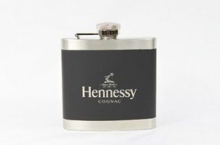 6oz Stainless Steel Hennessy Rubber Wrap Hip Flask Bottle Whiskey New