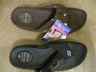 SKECHERS Womens Tone ups Sandals Shoe SHADOW BOX Blk MOONROCK Brn SZ 8