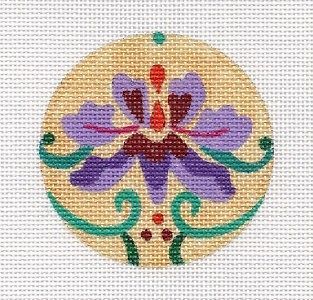 Julie Mar Purple Orchid handpainted Needlepoint Canvas 3 Rd. Insert