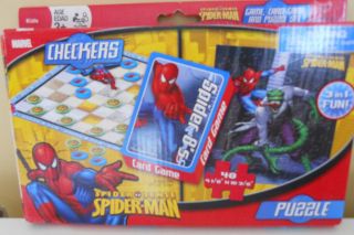 Spider Sense Spiderman 3 1 Fun Games Checkers, Puzzle & Card Game NIP