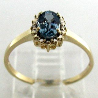 ESTATE 10k Yellow Gold Blue Topaz Friendship Ring