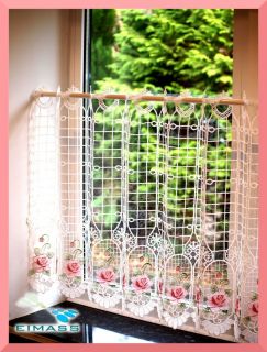 Macrame Lace Ready Made Cafe Net/Kitchen Curtain Panel