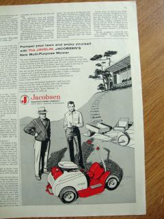 1960 Jacobsen Riding Lawn Mower Tractor Ad