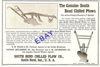 NEAT 1915 SOUTH BEND CHILLED VINEYARD WALKING PLOW AD