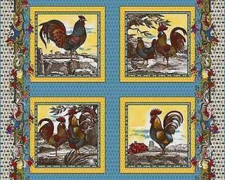 The Panel#8440 Fabri Quilt French Country Rooster Panels (Four panels