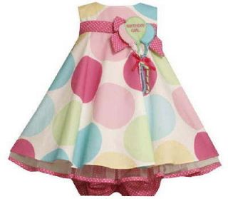 NWT Girls Bonnie Jean Pastel Dot Balloon Birthday Party Dress Sz 24m