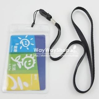 pcs ID Card Holder Vertical Strap Lanyard Badge Pouch Clear Office