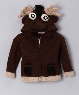 Earth Ragz moose wool zip up hoodie boys size 2 2T