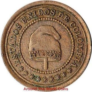 1881 Colombia 2 1/2 Centavos Coin Larger Type KM#180 One Year Mint