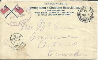 Canada Stampless  BOER WAR  CANADIAN CONTINGENT AUG/18/1900(pu​rple
