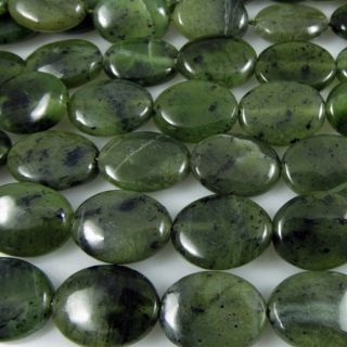 One 15.3 strand BC Nephrite Jade oval gemstone beads 12x16mm 4.5 5