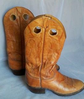 VTG. TONY LAMA BROWN LEATHER WESTERN COWBOY BOOTS CATS PAW MENS SIZE