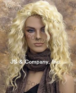 Human Hair Blend Wig Long Wavy Blonde Heat Resistant sfa #613