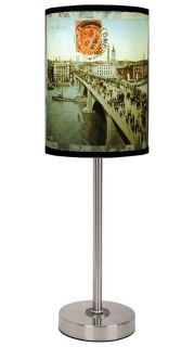 Lamp In A Box Vintage London Bridge Postcard Shade Table Lamp W/ 3