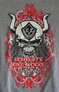 Bourgets Bike Works Skull with Horns Short Sleeve in Gray
