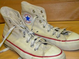 Converse Sneaker High Top Off White Sq Label Sz 5 1/2 Made in USA