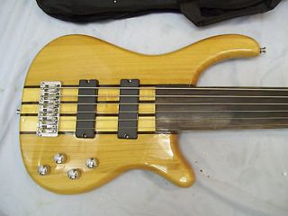 Fretless Bass Guitar, 6 String, solid wood Neck through body, Active