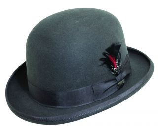 Scala Charcoal Gray Wool Derby Bowler Hat Size S M L XL Chaplin Coke