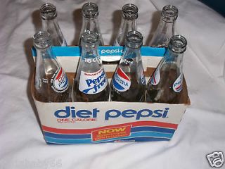Vintage 8 16oz Diet Pepsi/Pepsi Free Bottles in Case Great For