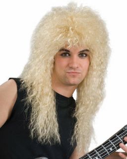 Mens 80s Style Blonde Rock Band Wig Costume Accessory