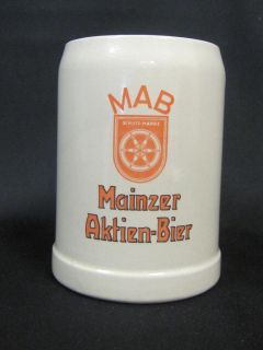 Vintage Mainzer Aktien Bier Germany Stoneware 0.5L 22 oz German Beer