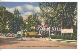 BRADENTON FLORIDA WORLDS LARGEST TRAILER PARK LINEN ADVERTISING