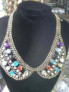 necklace Slave Collar Chok gold shade chain brass and colorful