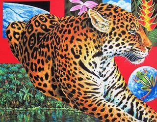 Charles Lynn Chick Bragg LEOPARD PARADISE Hand Signed Giclee on Canvas