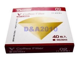 PREFOLDED V02 hand drip paper coffee filter No Bleach for 1 4 Cups