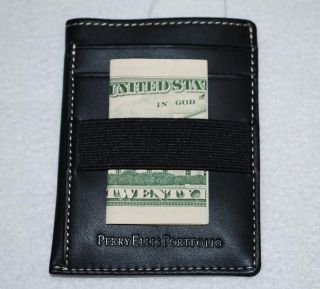 Mens PERRY ELLIS Leather Front Pocket Wallet   892137A   Black or