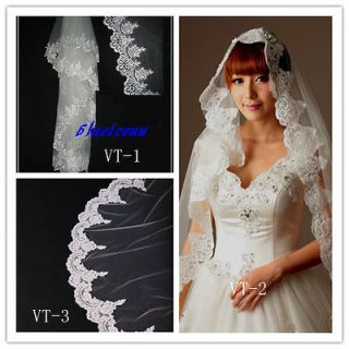 &ivory Cathedral 3 different LACE EDGE WEDDING BRIDAL VEIL 102inch